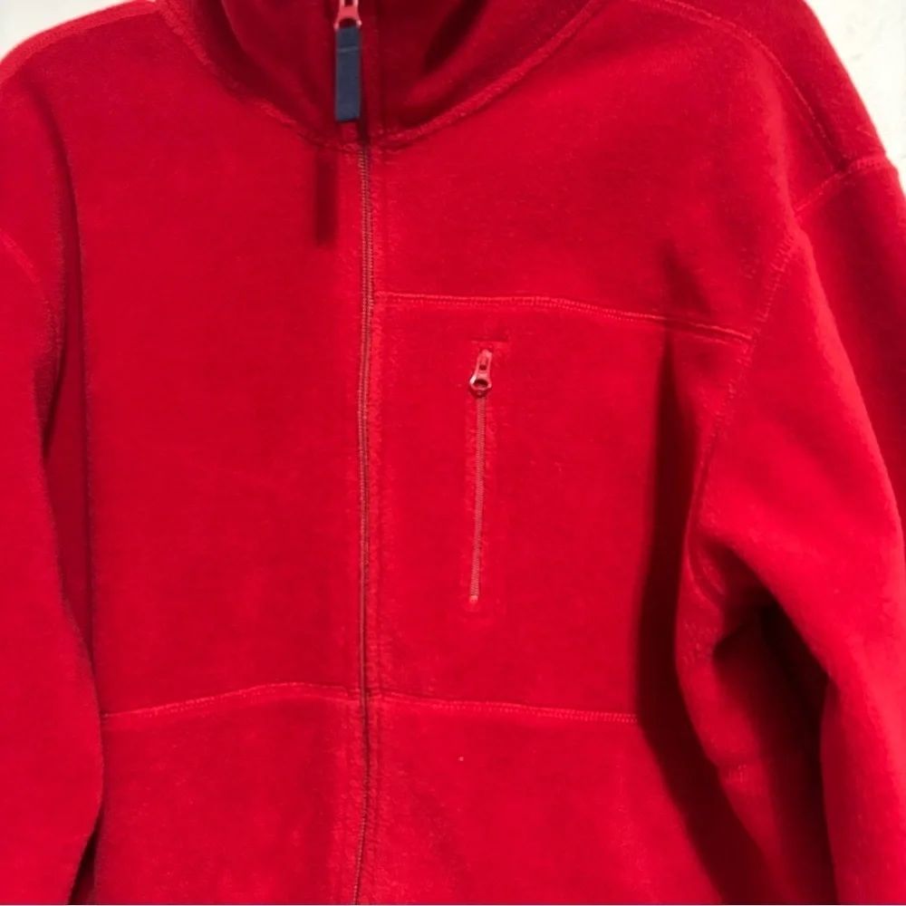 J. Crew Red Fleece Full Zip Jacket Men's Large Pockets Casual Lightweight Basic